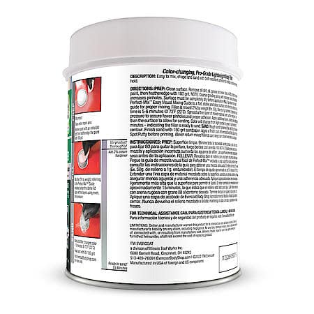 Color-Changing Body Filler: Purple to Green, Ready to Sand, 26 oz.