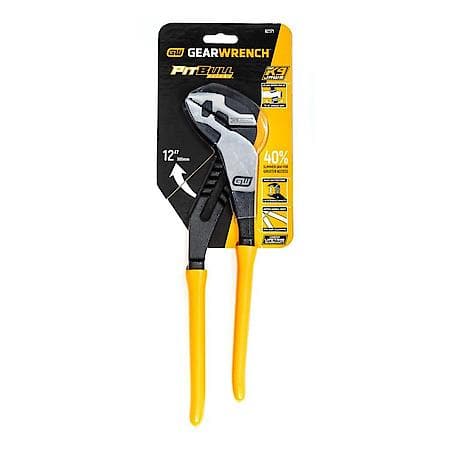 Plier, 12In, Straight Jaw T&G Dipped Hndl