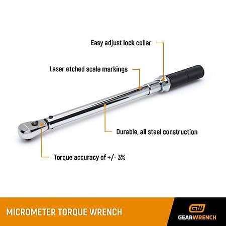 1/2" Drive Micrometer Torque Wrench 30-250 Ft/Lbs.