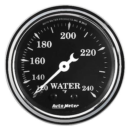 GAUGE; WATER TEMP; 2 1/16in.; 120-240deg.F; MECH; OLD TYME BLACK