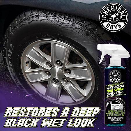 Galactic Black Wet Look Tire Shine Dressing : Restores Vinyl, Rubber & Plastics, 16 OZ