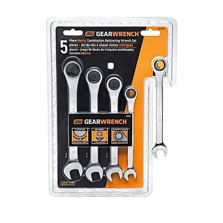5 Piece 72-Tooth 12 Point Ratcheting Combination Metric Wrench Set