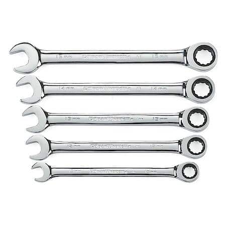 5 Piece 72-Tooth 12 Point Ratcheting Combination Metric Wrench Set