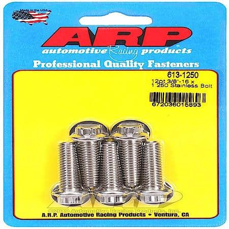 Standard Bolt, 3/8" - 16 Thread Size, Polished, 12 Point Head Type, Ss, 5 Pack