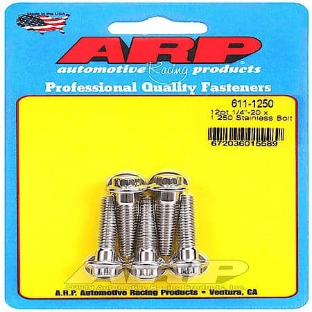 Standard Bolt, 1/4" - 20 Thread Size, 12 Point Head Type, Polished, Ss, 5 Pack