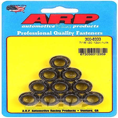 12 Point, 7/16"-20 Thread, 1/2"Socket, 180000Psi Tensile, Black Oxide, 10 Piece