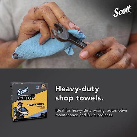Shop Towels Heavy Duty, Blue, Pop Up Box, 100 Towels/Box
