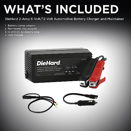 2-in-1 6-Volt/12-Volt 2-Amp Battery Charger and Maintainer, Fully Automatic