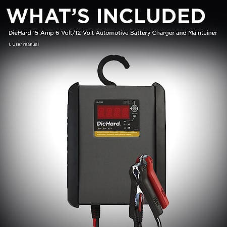 3-in-1 6-Volt/12-Volt 15-Amp Battery Charger and Maintainer: Digital Display