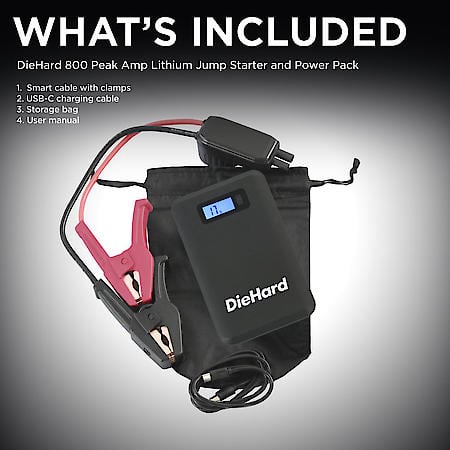 3-in-1 800-Amp Lithium Jump Starter and Portable Power Pack: LED Light
