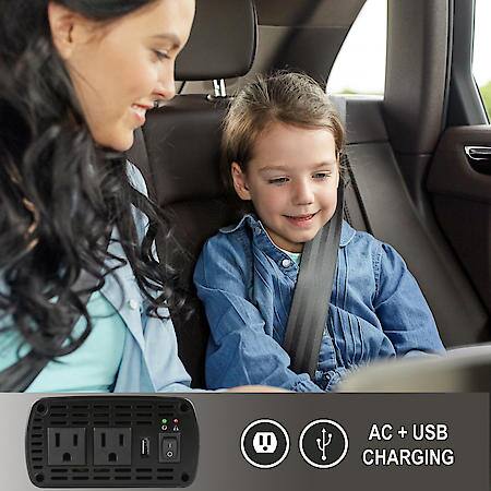 400W Power Inverter: 2 AC Outlets and USB for On the Go Power
