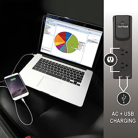 175W Power Inverter: 2 AC Outlets and Dual USB for On┬┐┬┐the┬┐┬┐Go Power