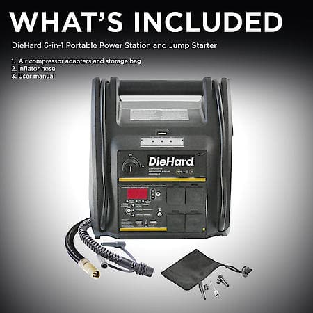 6-in-1 Portable Power Station and 1200A Jump Starter: Air Compressor, Inverter