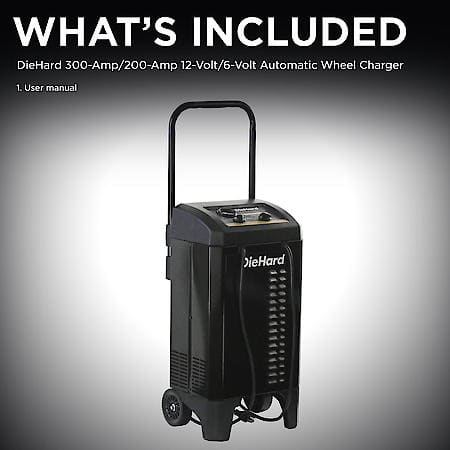 2-in-1 12V Manual Wheeled 6A Battery Charger and 200A Engine Starter: 40A Boost
