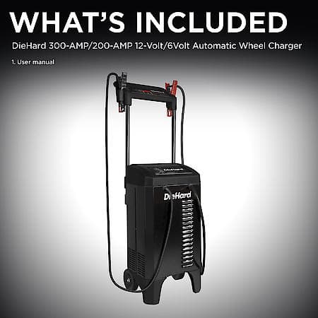 6-in-1 6V/12V Wheeled 6A Battery Charger and 300A Engine Starter: 60A Boost