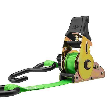 6' 1500 lb Retractable Ratchet Tie Down 2 Pack Green
