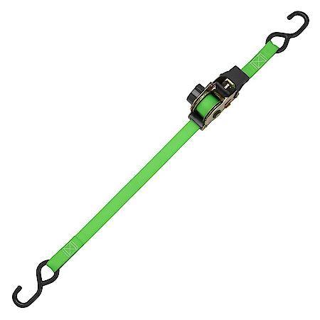 6' 1500 lb Retractable Ratchet Tie Down 2 Pack Green