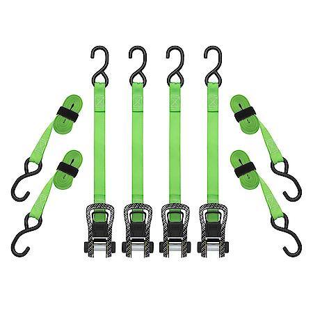 14' 1500 lb Carbon X Ratchet Tie Down 4 Pack Green