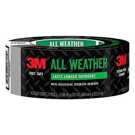 3M All Weather Duct Tape 2525, 1.88 in x 25 yd, 12 rolls per case