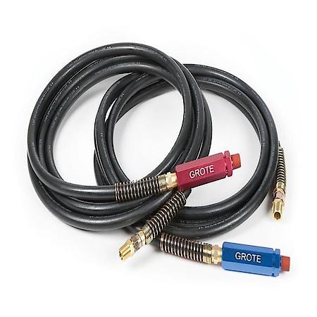 Rubber Air Lines, 15', Black with Red & Blue Grips (Pair)