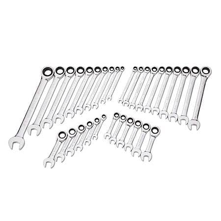 32 Pc 72-Tooth 12 Point Sae/Metric Std/Stby Comb Ratcheting Wrench Set