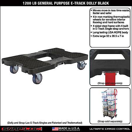 1,200 lb General Purpose E-Track Dolly Black