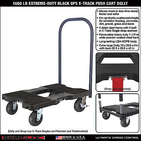 1,600 lb Extreme-Duty Black-Ops E-Track Push Cart Dolly