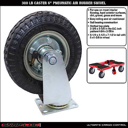 300 lb 6 Inch Caster Wheel Air Pneumatic Rubber Swivel