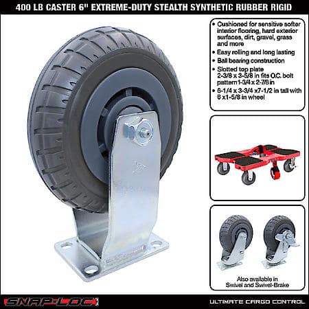 400 lb Caster 6 Inch Extreme-Duty Synthetic Rubber Rigid