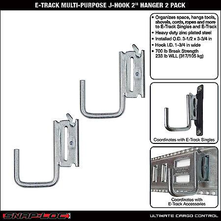 E-Track Multi-Purpose J-Hook 2 Inch Hanger 2-Pack