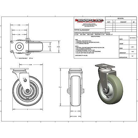 450 lb Caster 6 Inch Super-Duty Polyurethane Swivel