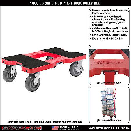 1,800 lb Super-Duty E-Track Dolly Red