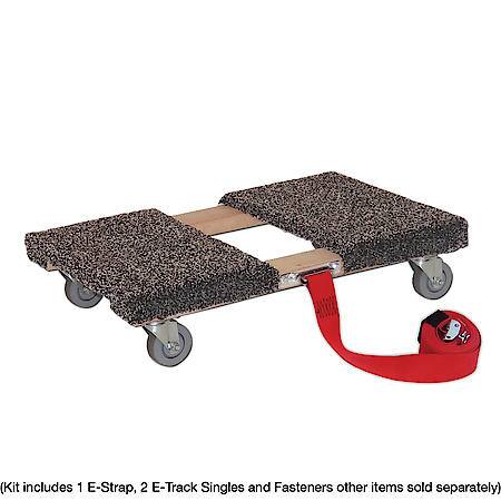 E-Track Single Wood Dolly Strap Tie-Down Anchor Kit with 2 in x 16 ft Cam 3,000 lb
