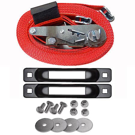 E-Track Single Truck Trailer Tie-Down Anchor Kit with 2 in x 16 ft Ratchet Strap 4,400 lb