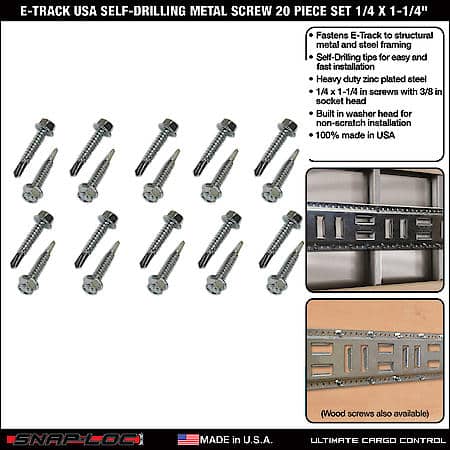 E-Track Self-Drilling Metal Screw 20-Piece Set 1/4 x 1-1/4 Inch