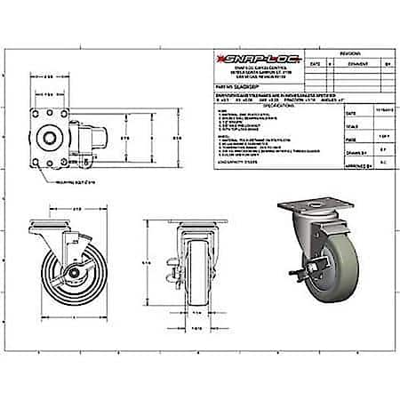 375 lb. Caster 4 Inch Industrial Strength Polyurethane Swivel-Brake