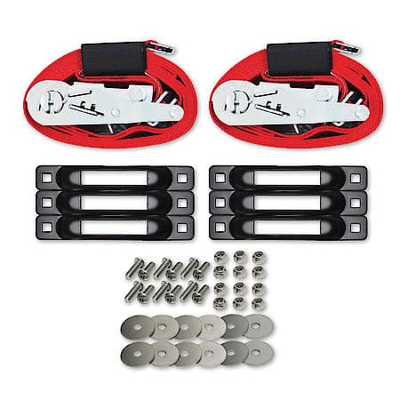 E-Track Single Truck Trailer 6-Pack Tie-Down Anchor Kit with 2 in x 16 ft Ratchet Straps 4,400 lb