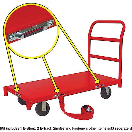E-Track Single Cart Strap Tie-Down Anchor Kit with 2 in x 16 ft Cam 3,000 lb