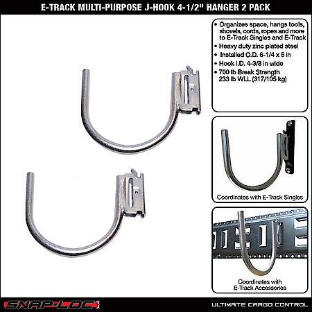 E-Track Multi-Purpose J-Hook 4 Inch Hanger 2-Pack