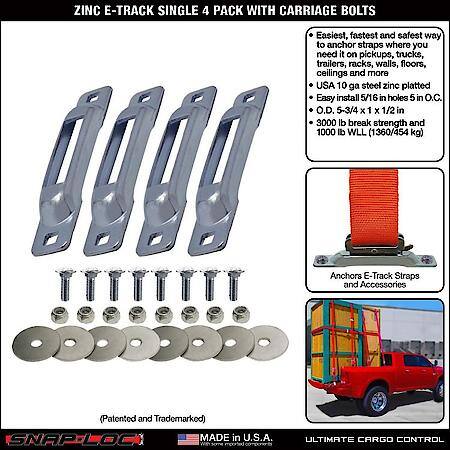 Zinc  E-Track Single Strap Anchor 4-Pack with Carriage Bolts