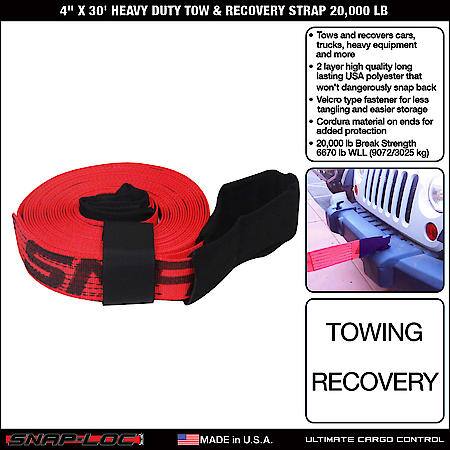 4 in x 30 ft Heavy Duty Tow Recovery Strap 20,000 lb