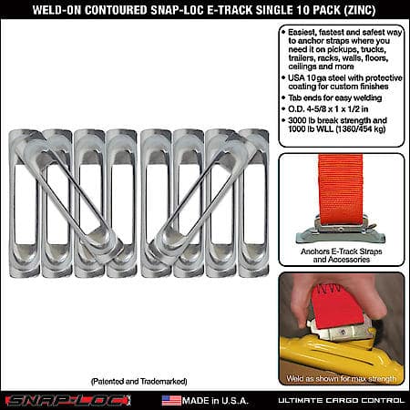 Weld-On Contoured Unfinished E-Track Single Strap Anchor 10-Pack (zinc)