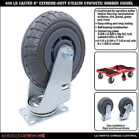 400 lb Caster 6 Inch Extreme-Duty Synthetic Rubber Swivel