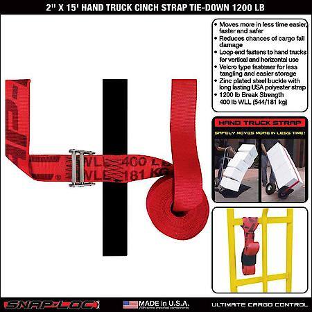 2 in x 15 ft Hand Truck Cinch Strap Tie-Down 1,200 lb