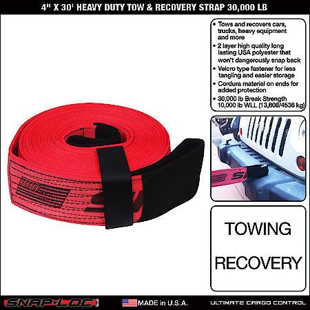 4 in x 30 ft Heavy Duty Tow Recovery Strap 30,000 lb