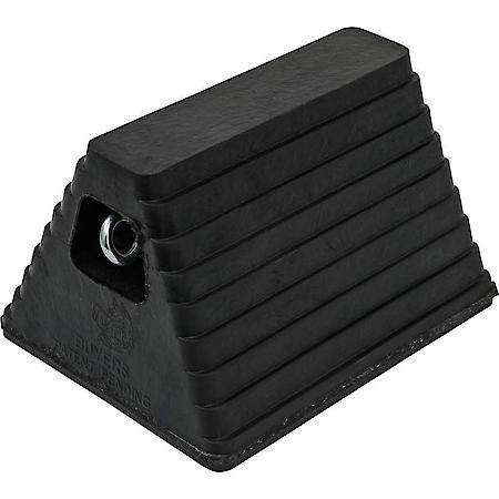 Heavy Duty Rubber Wheel Chock with Recessed Chain Eye 10 x 8 x 6 Inch
