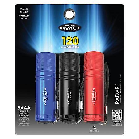 Radar COB Flashlights, 120 Lumen, 3-Pack