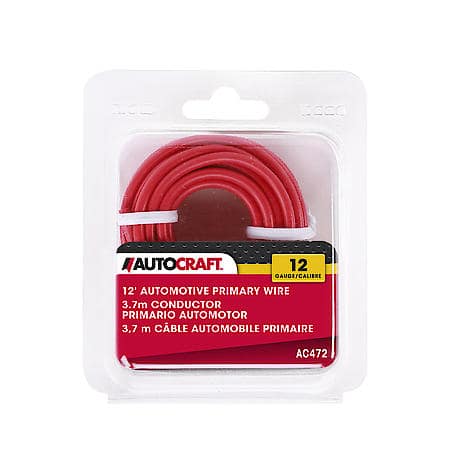 Automotive Primary Wire, 12 Gauge, Red, 12 Ft
