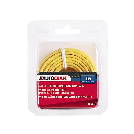 Automotive Primary Wire, 16 Gauge, Yellow, 30 Ft