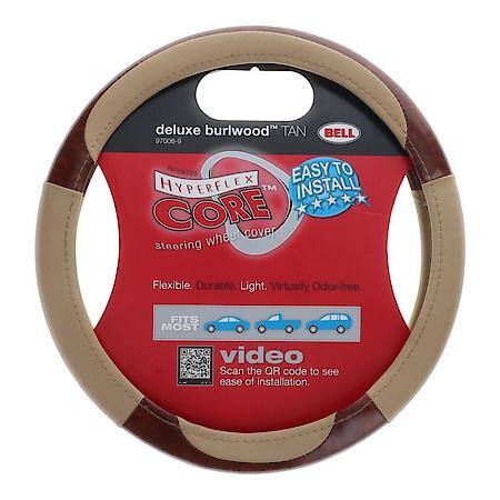 Deluxe Burlwood Tan Steering Wheel Cover